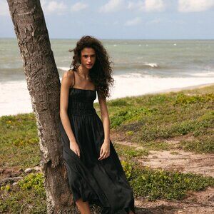 ZARA FLOWY ELASTIC MIDI DRESS